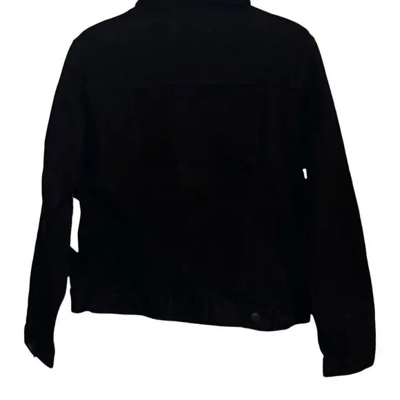 "NEW" Black denim jacket, ladies size med(8-10) by time and true - Picture 8 of 10